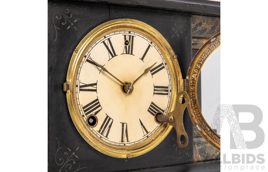 Faux Marble Timber Cased Welch Mantel Clock