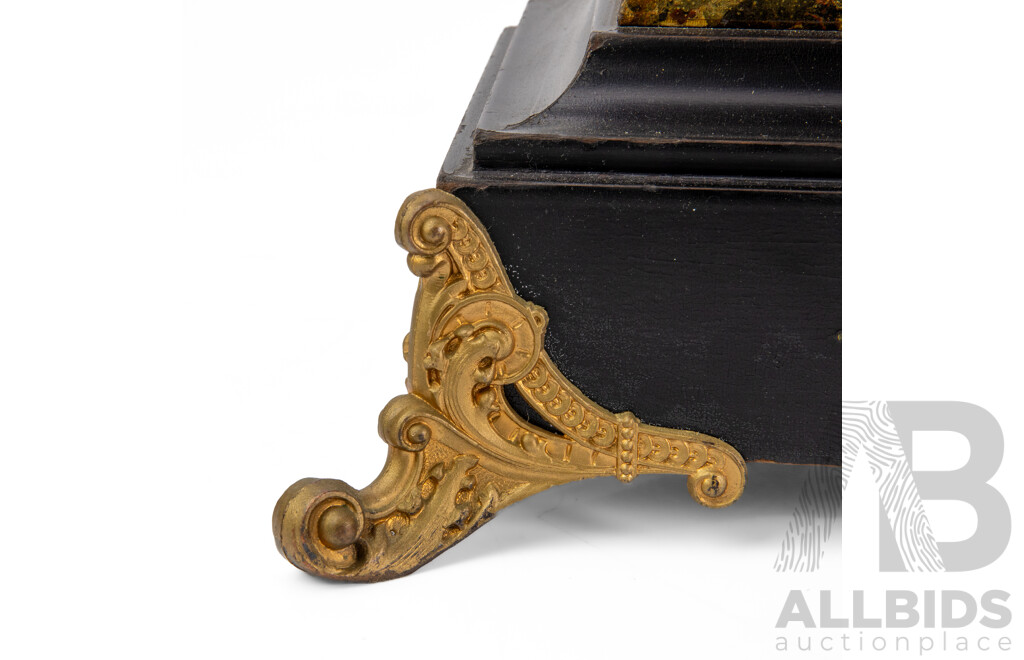 Faux Marble Timber Cased Welch Mantel Clock