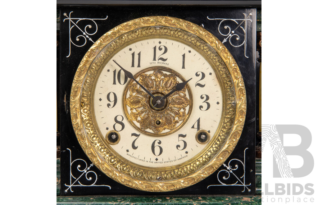 Seth Thomas Mantel Clock with Faux Marble Highlights
