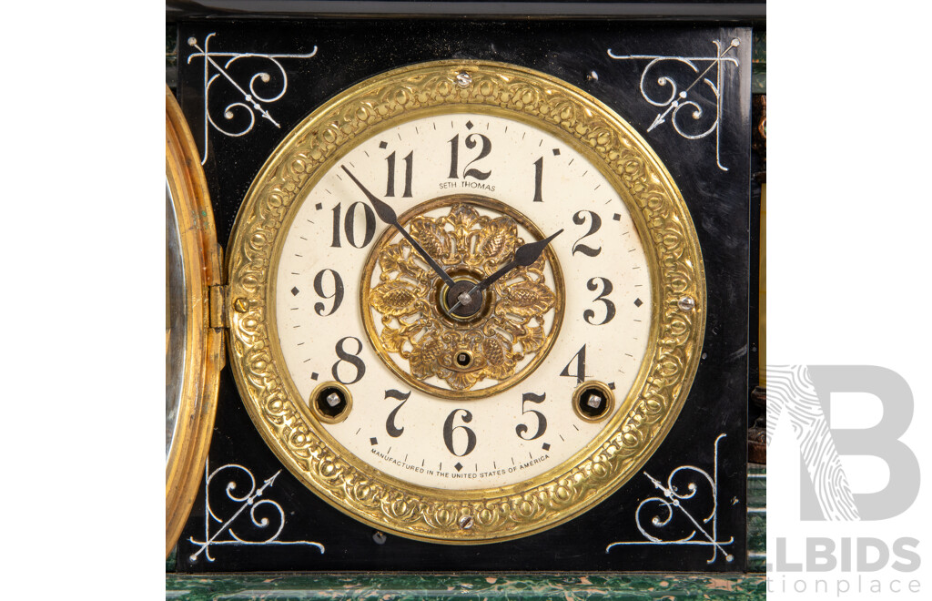 Seth Thomas Mantel Clock with Faux Marble Highlights