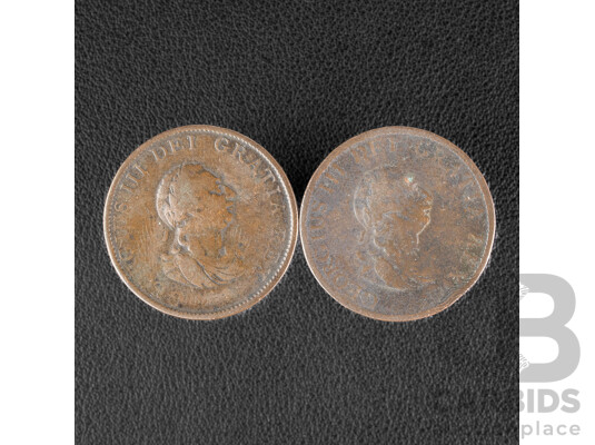Two Great Britain 1799 KGIII Half Pennies