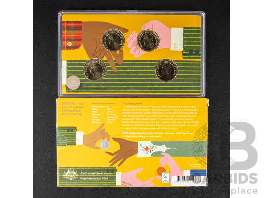 Australian RAM 2026 Four Mint Marked One Dollar Coin Set, Sixty Years of Decimal Currency