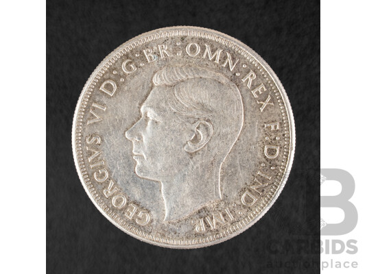 Australian 1937 KGVI Silver Crown with Die Crack .925