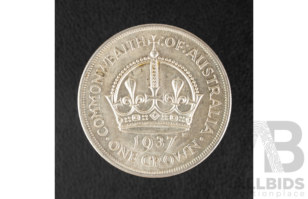 Australian 1937 KGVI Silver Crown, High Grade .925