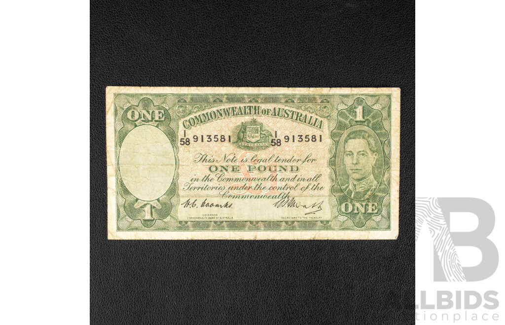 Australian 1949 One Pound Note, R31 Coombs/Watt I58 913581