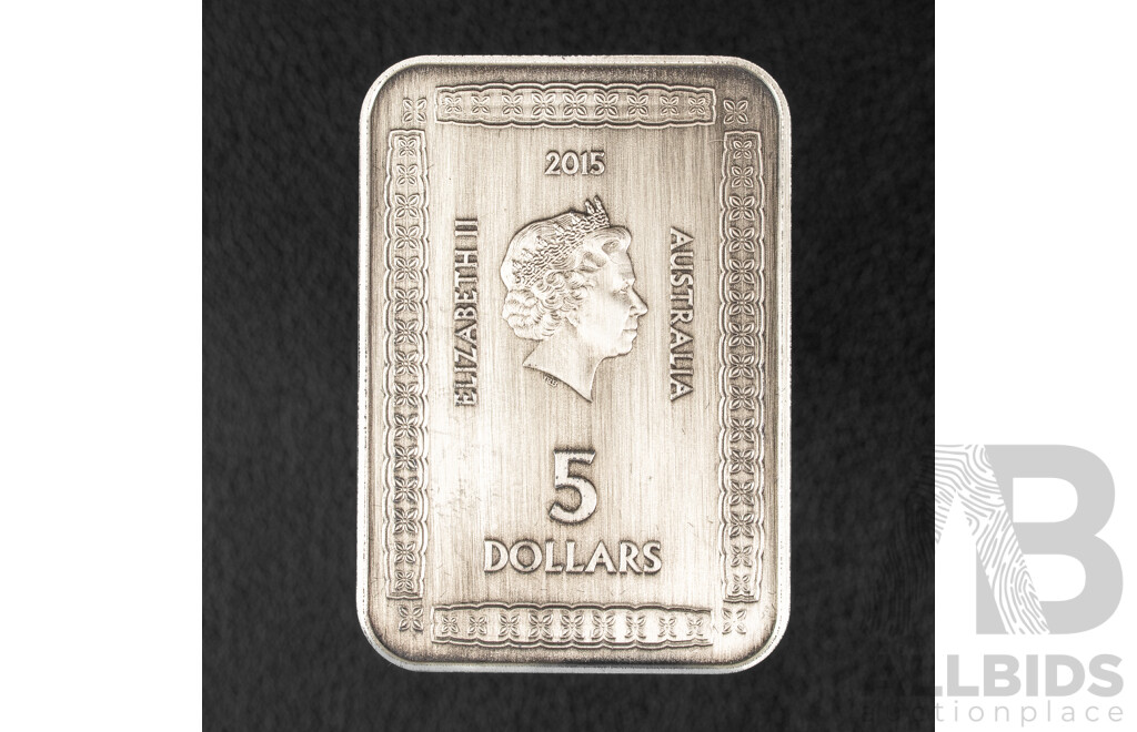 Australian RAM 2015 Silver Five Dollar Rectangular Coin, 800th Anniversary of the Magna Carta .999