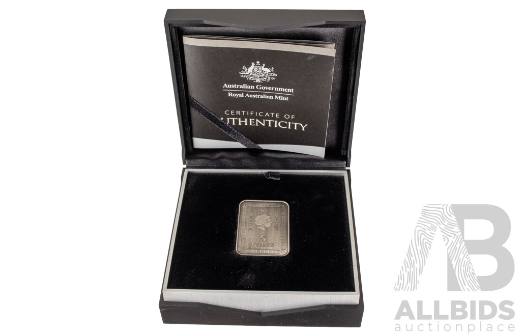 Australian RAM 2015 Silver Five Dollar Rectangular Coin, 800th Anniversary of the Magna Carta .999