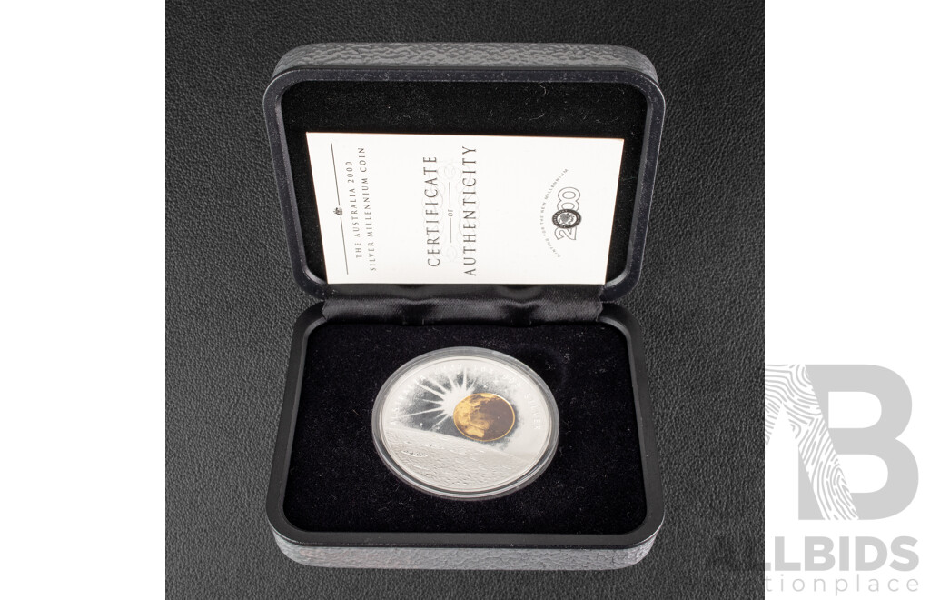 Australian Perth Mint 2000 Silver One Dollar Coin, Silver Millennium Coin .999