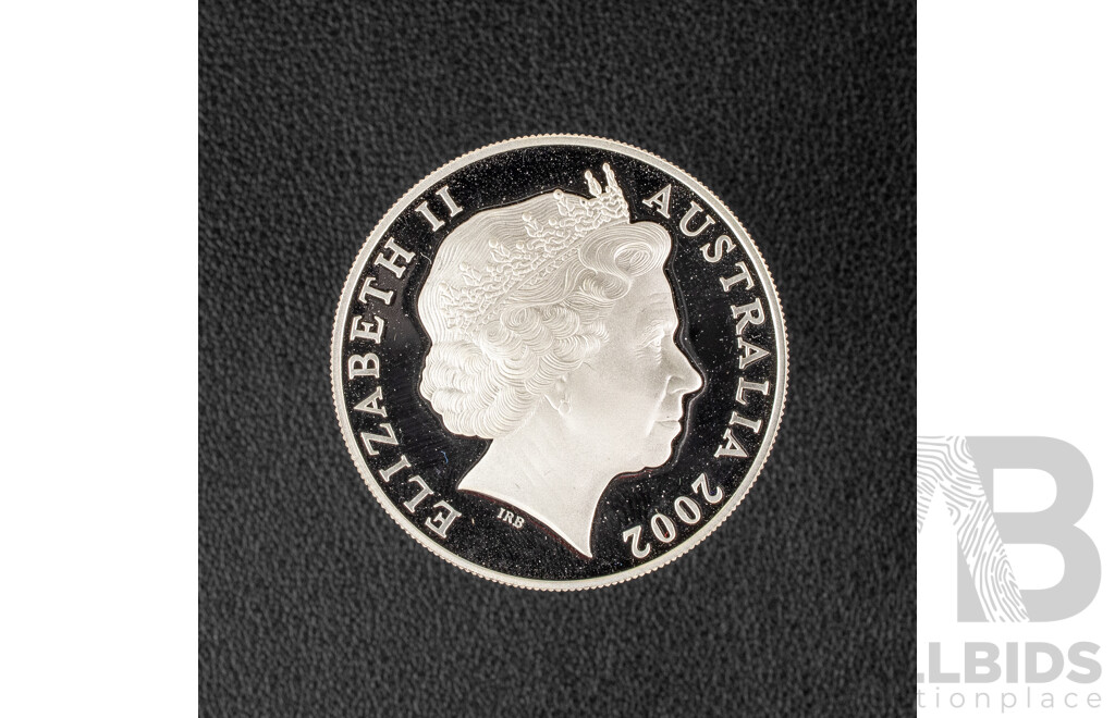 Australian RAM 2002 Silver Proof/Gold Inserts One Dollar Coin, Melbourne Mint 130 Years .999