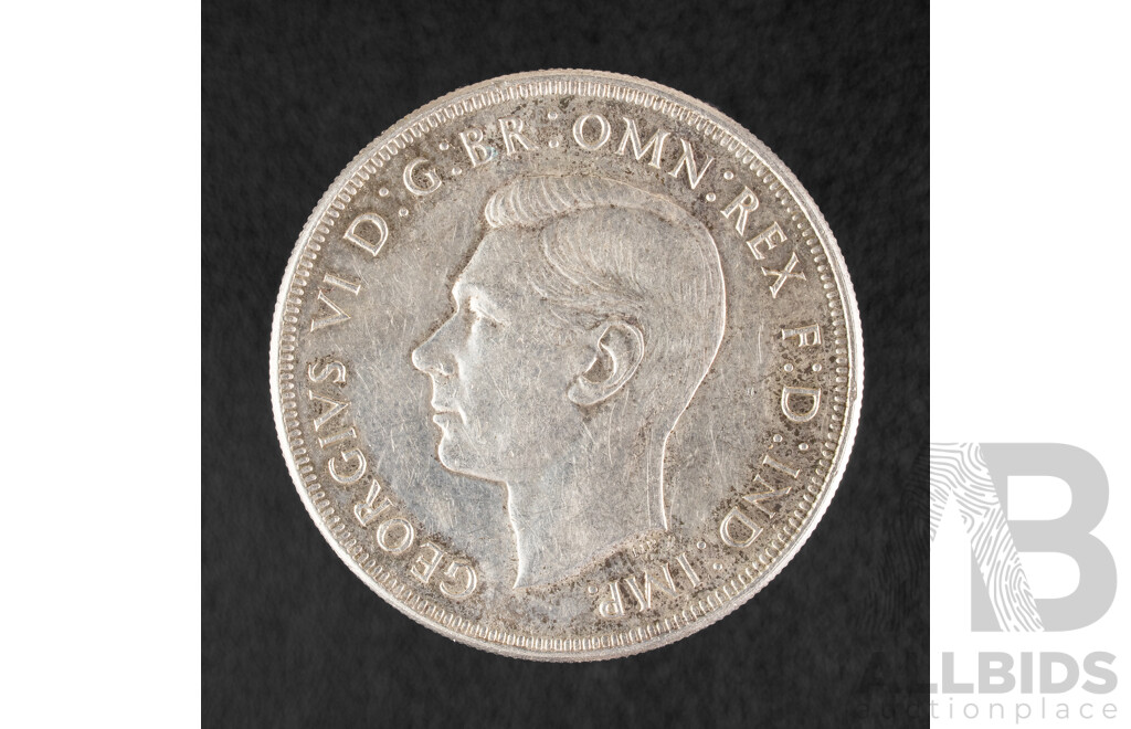 Australian 1937 KGVI Silver Crown with Die Crack .925