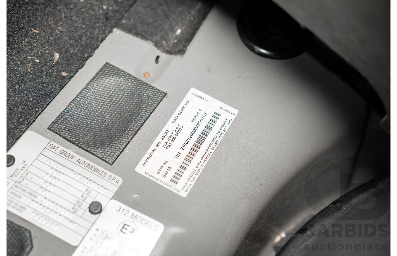 04/2015 Fiat 500 Lounge MY14 3d Hatchback Grey Turbo 0.9L