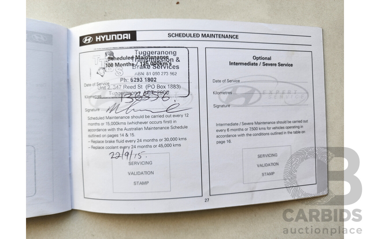 10/2004 Hyundai Tucson 4d Wagon Blue V6 2.7L
