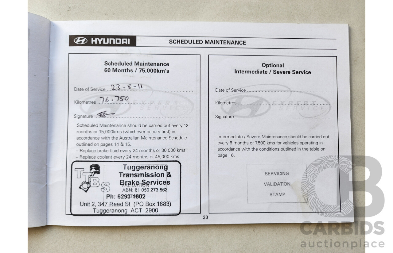 10/2004 Hyundai Tucson 4d Wagon Blue V6 2.7L