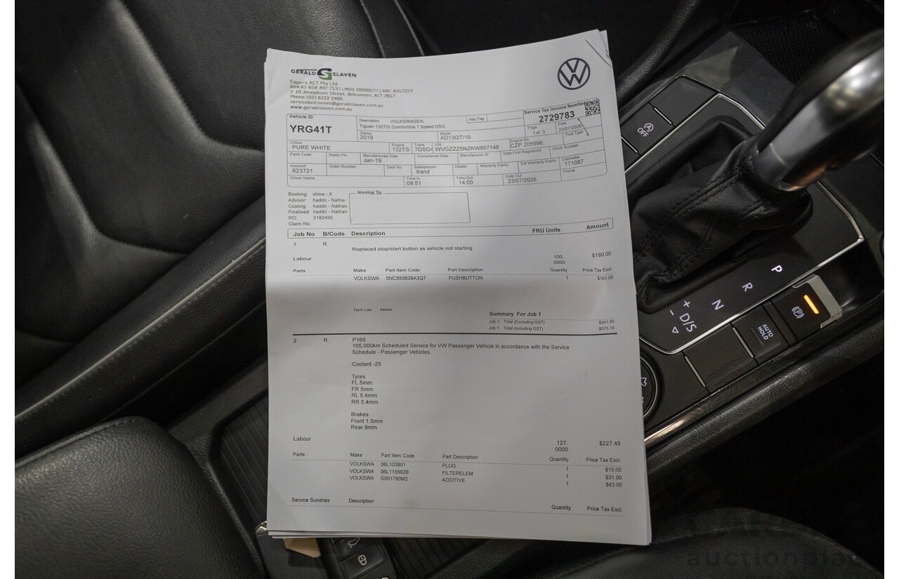 8/2019 Volkswagen Tiguan 132 TSI Comfortline (AWD) 5NA MY19 4d Wagon Pure White Turbo 2.0L