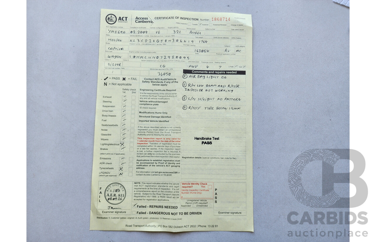 02/2008 Holden Captiva CX (4x4) CG MY08 4d Wagon Silver 3.2L