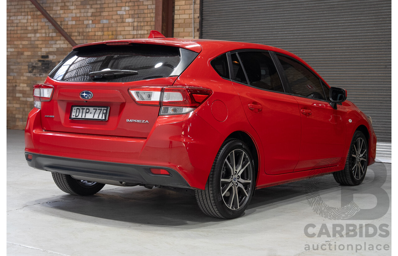 01/2018 Subaru Impreza 2.0i (AWD) MY18 5d Hatchback Red 2.0L