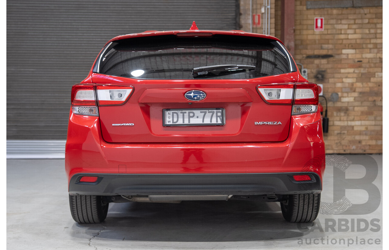 01/2018 Subaru Impreza 2.0i (AWD) MY18 5d Hatchback Red 2.0L