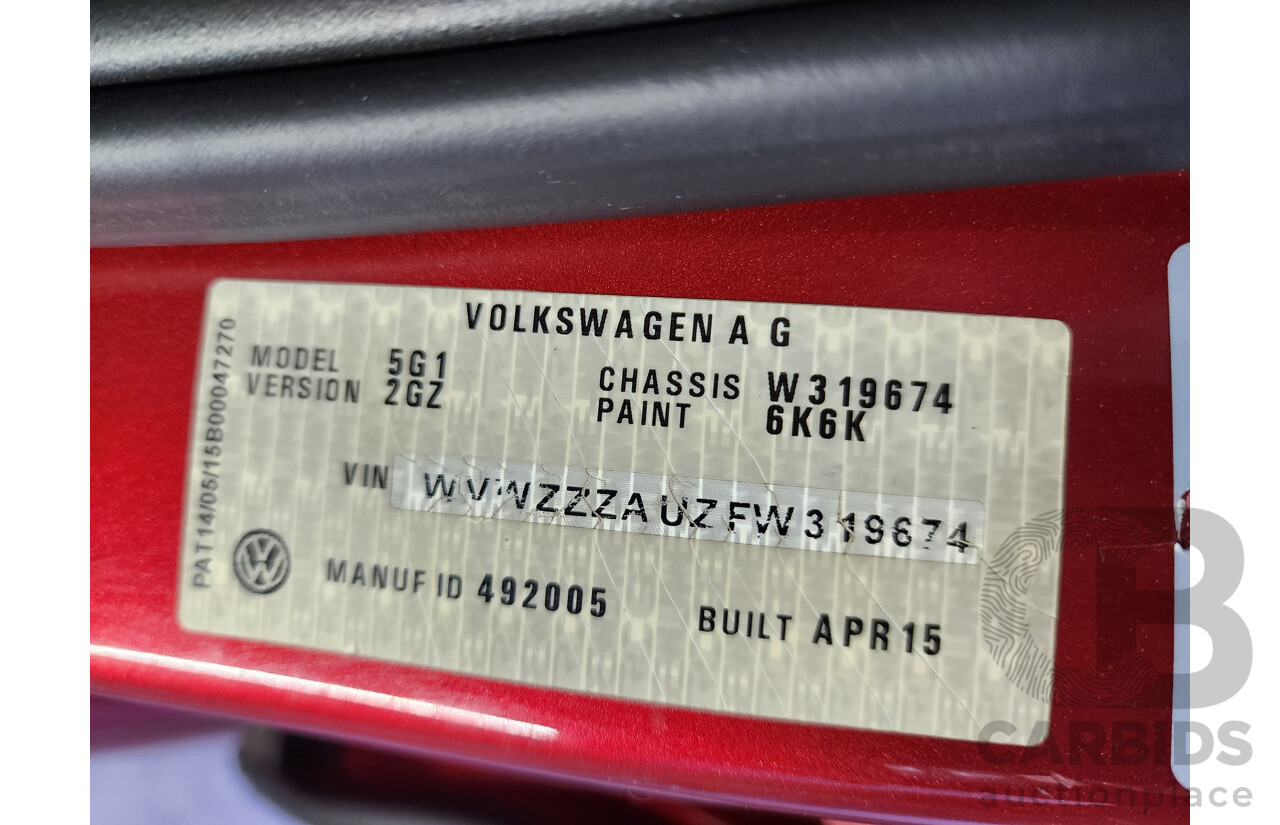 06/2015 Volkswagen Golf 90 TSI AU MY15 5d Hatchback Red 1.4L