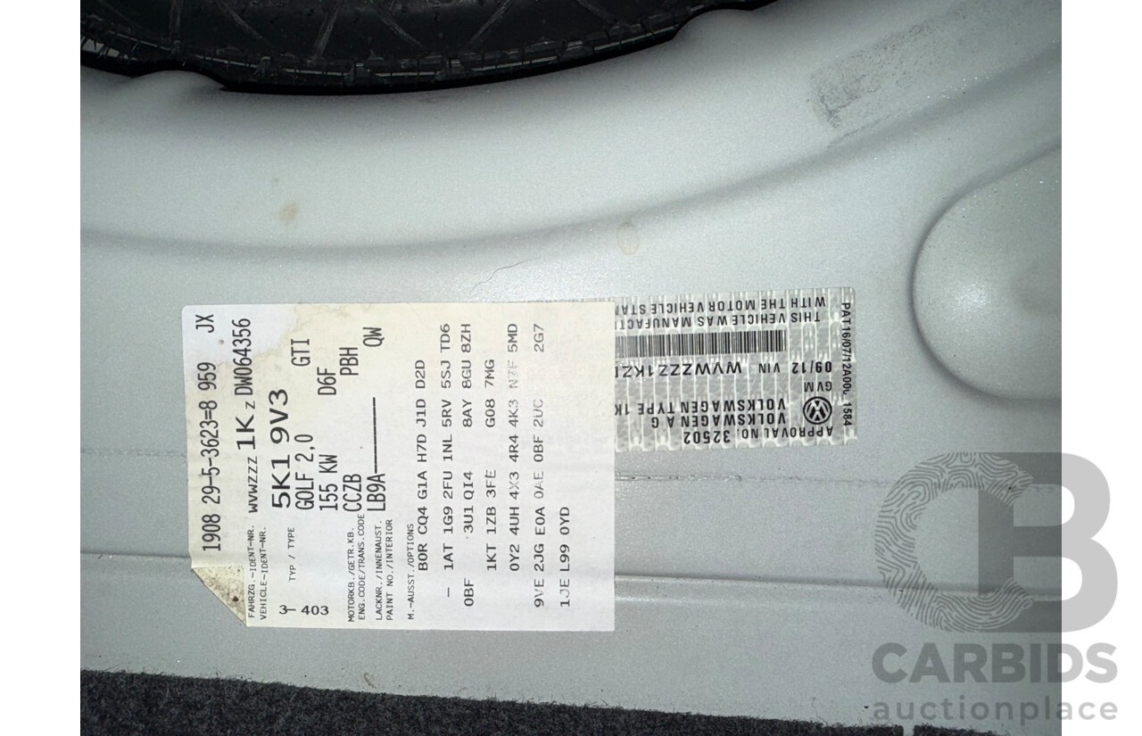 09/2012 Volkswagen Golf GTI 1K MY13 5d Hatchback White Turbo 2.0L