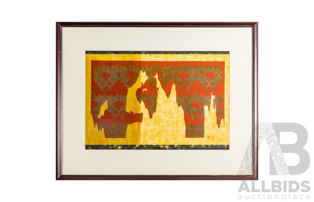 Artist Unknown (20th Century), Abstract Composition - Canyon Fracture (1993), Original Oil on Paper, 72H x 90W cm (frame)