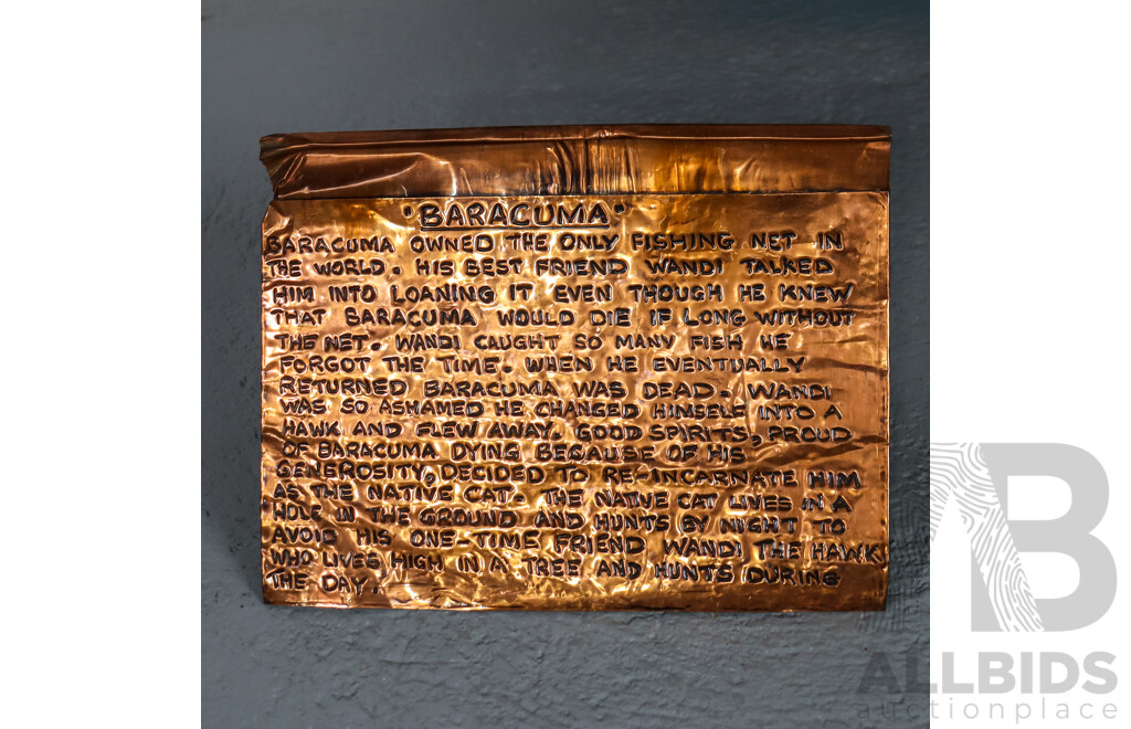 Large Pressed Copper Wall Art Depicting the Baracuma by Frank Walker