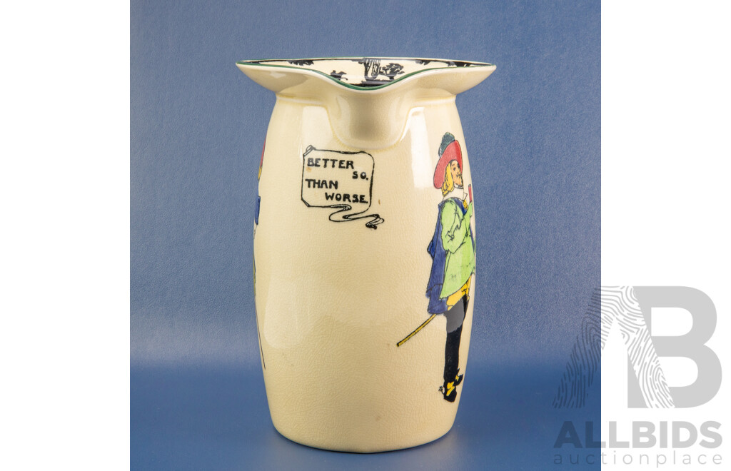 Antique Royal Doulton Cavalier Pitcher, ''Ever Drink Ever Day'' - ''Better So Than Worse'' - D5105