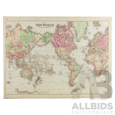 Map of the New World on Mercator's Projection, Vintage World Map Wall Art, 85H x 113W cm