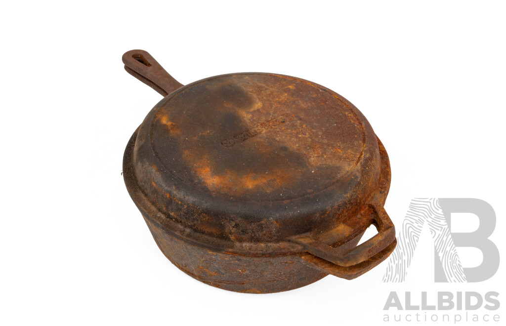 Vintage Cast Iron Saucepan with Lid