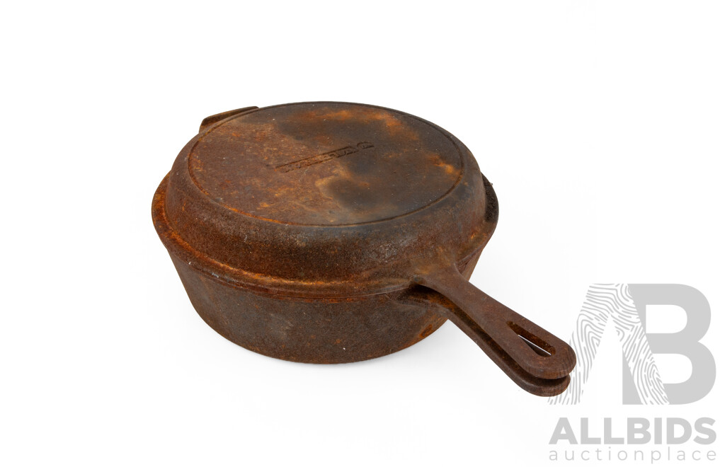 Vintage Cast Iron Saucepan with Lid