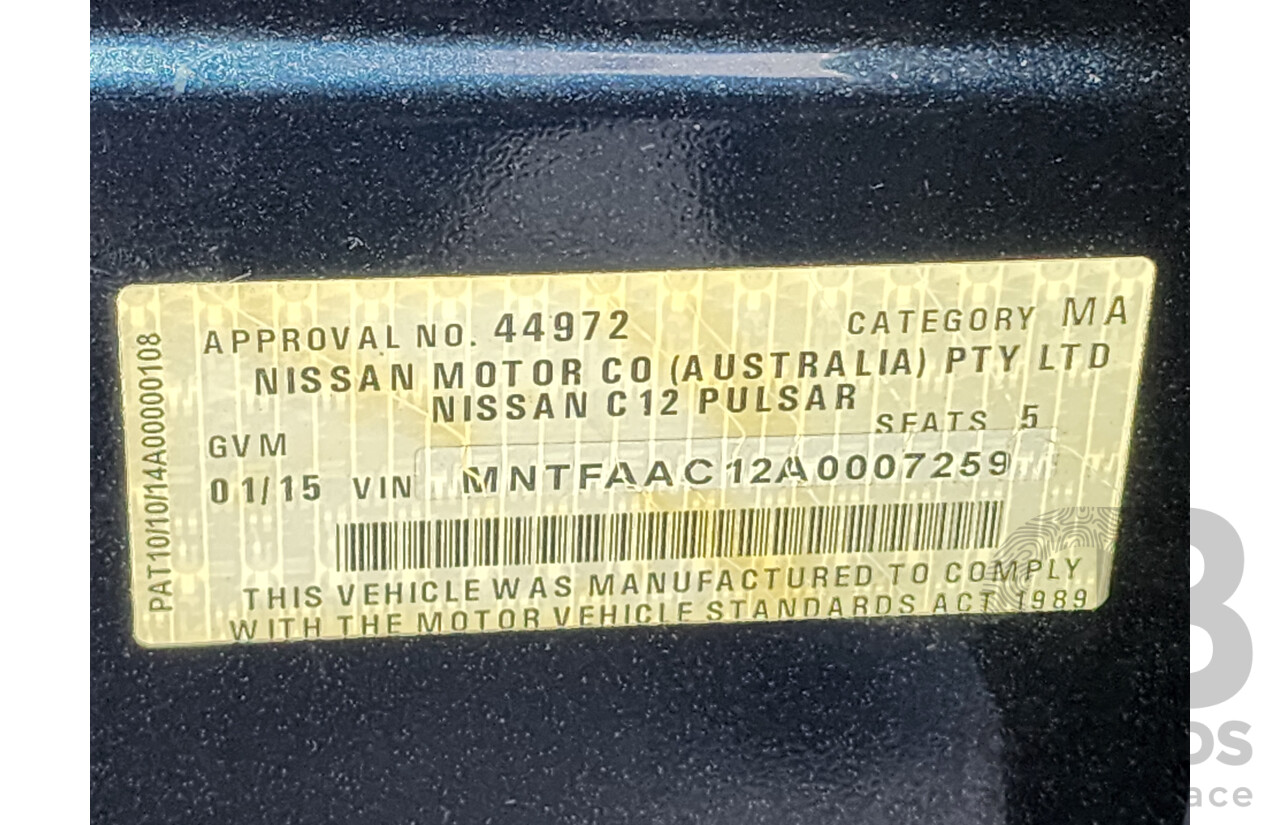 01/2015 Nissan Pulsar ST C12 SERIES 2 5d Hatchback Blue 1.8L