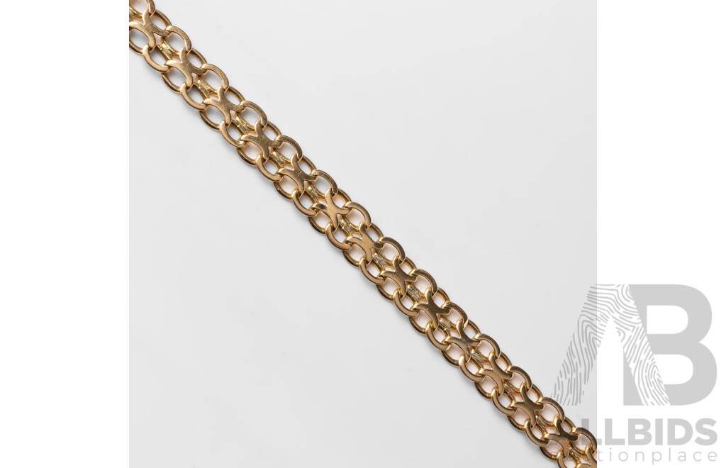 Vintage 18ct Yellow Gold Fancy 'XO' Chain Link Bracelet. Length - 20cms - 9.67gms