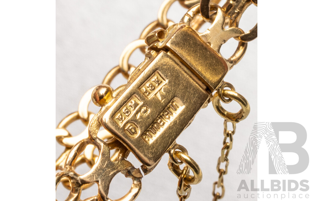 Vintage 18ct Yellow Gold Fancy 'XO' Chain Link Bracelet. Length - 20cms - 9.67gms