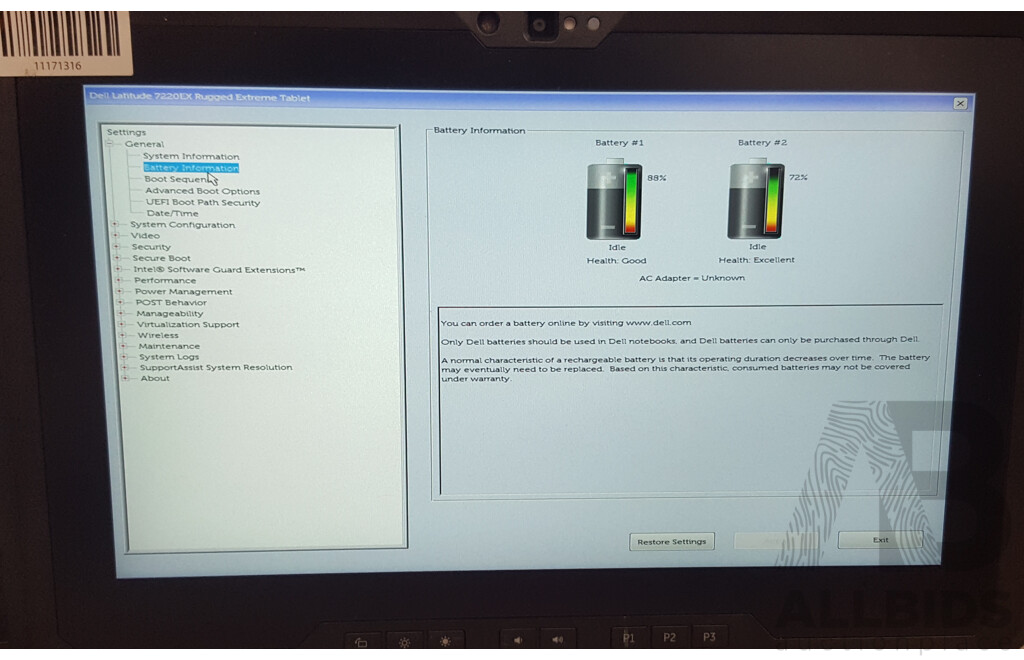 Dell Latitude 7220EX Intel Core i5 (8365U) 1.60GHz-4.10GHz 4-Core CPU 11.6-Inch FHD Rugged Extreme Tablet