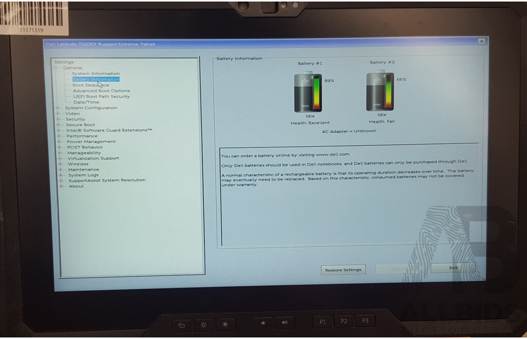 Dell Latitude 7220EX Intel Core i5 (8365U) 1.60GHz-4.10GHz 4-Core CPU 11.6-Inch FHD Rugged Extreme Tablet