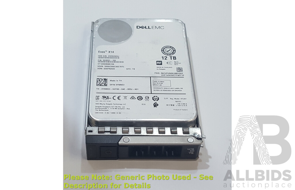 Dell (ST12000NM0158) Exos X14 12TB 512e 7.2K SAS 12Gbps 3.5-Inch Hard Drive