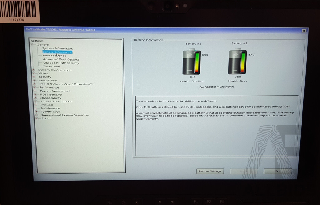 Dell Latitude 7220EX Intel Core i5 (8365U) 1.60GHz-4.10GHz 4-Core CPU 11.6-Inch FHD Rugged Extreme Tablet