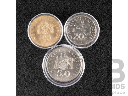 Three French New Caledonia UNC Coins