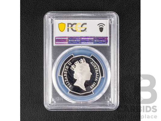 Australian 1989 Silver Proof Fifty Cent Coin, Graded PCGS. Brisbane Commonwealth Games