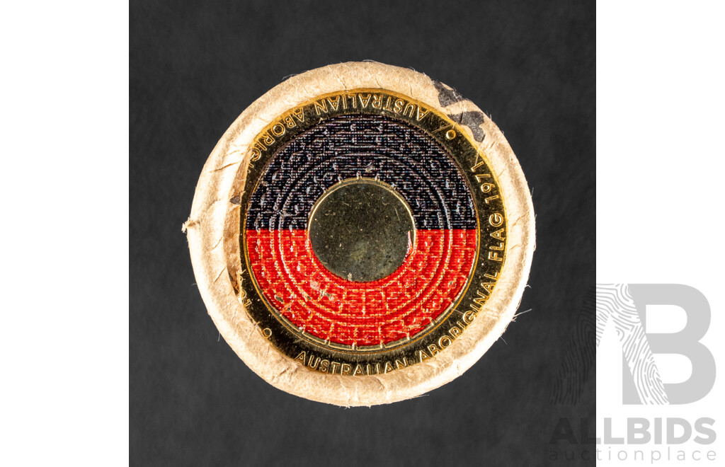 Australian 2021 RAM UNC Two Dollar Coin Roll, Aboriginal Flag.