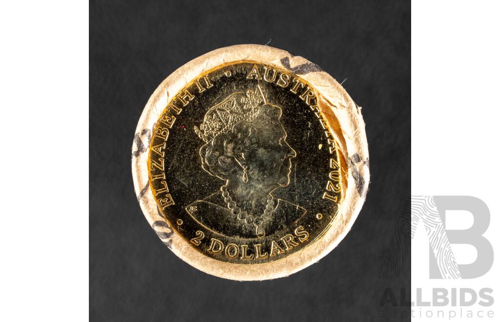 Australian 2021 RAM UNC Two Dollar Coin Roll, Aboriginal Flag.