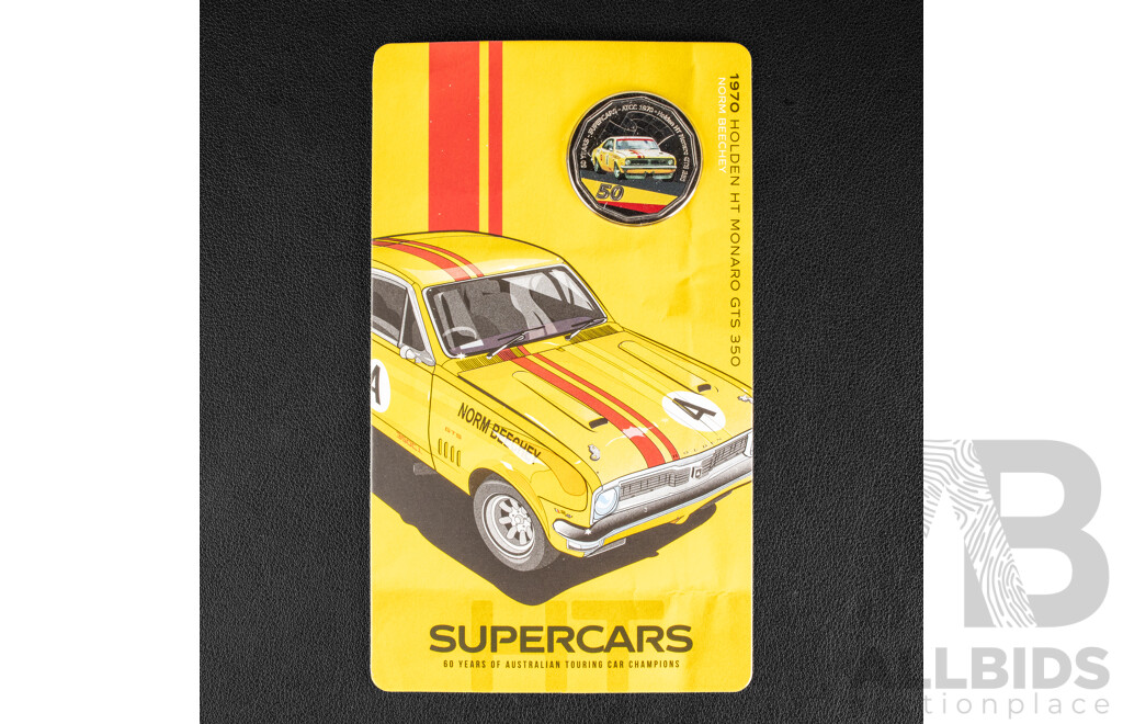 Nine Australian 2020 RAM Fifty Cent Coins, Bathurst winning Super cars