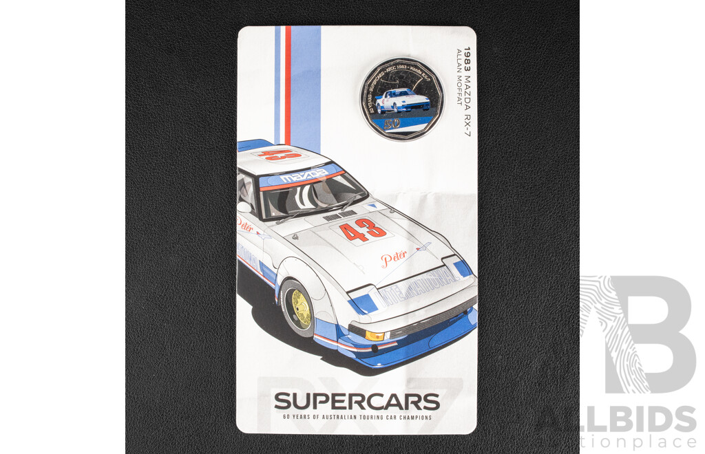 Nine Australian 2020 RAM Fifty Cent Coins, Bathurst winning Super cars