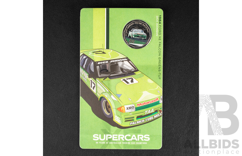 Nine Australian 2020 RAM Fifty Cent Coins, Bathurst winning Super cars