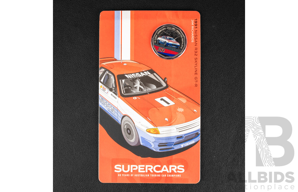 Nine Australian 2020 RAM Fifty Cent Coins, Bathurst winning Super cars
