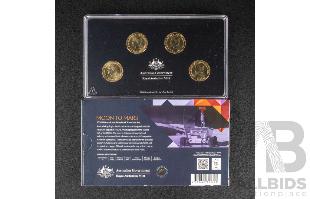 Australian RAM 2024 Four One Dollar Coin Set, Mint Marks, Out of This World