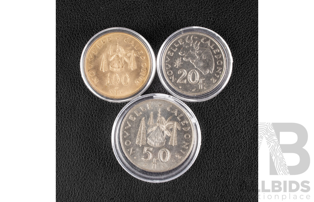 Three French New Caledonia UNC Coins