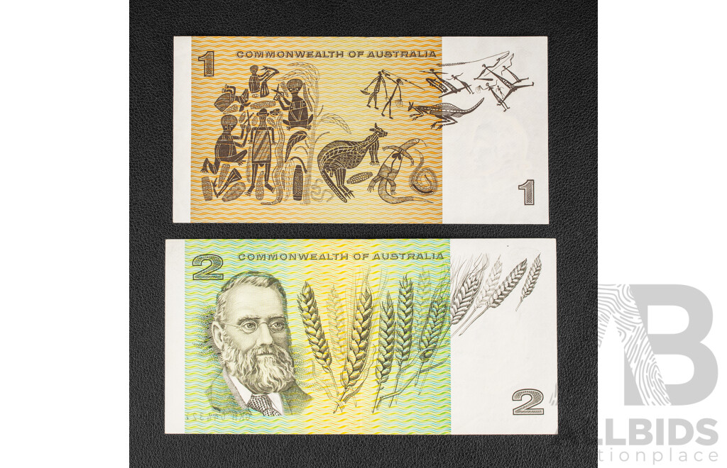 Two Australian 1968 Dollar Notes, Phillips/Randall