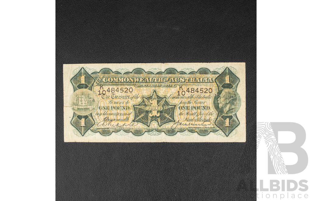 Australian 1927 One Pound Note, Riddle/Heathershaw