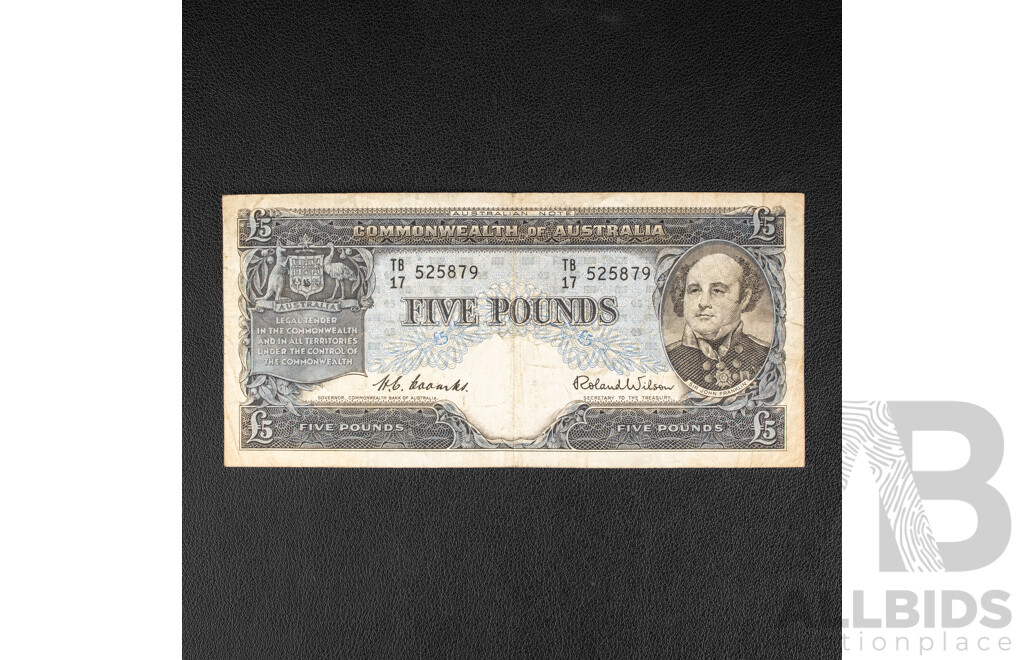 Australian 1954 Five Pound Note, Coombs/Wilson
