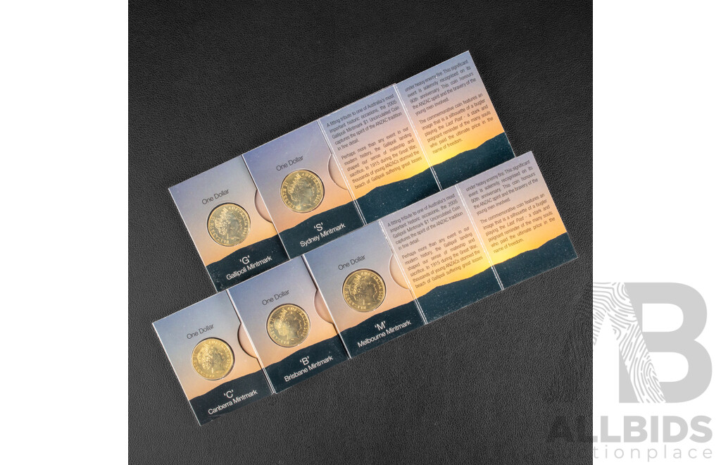 Australian 2015 One Dollar Mint Mark Set. Gallipoli 100 Years